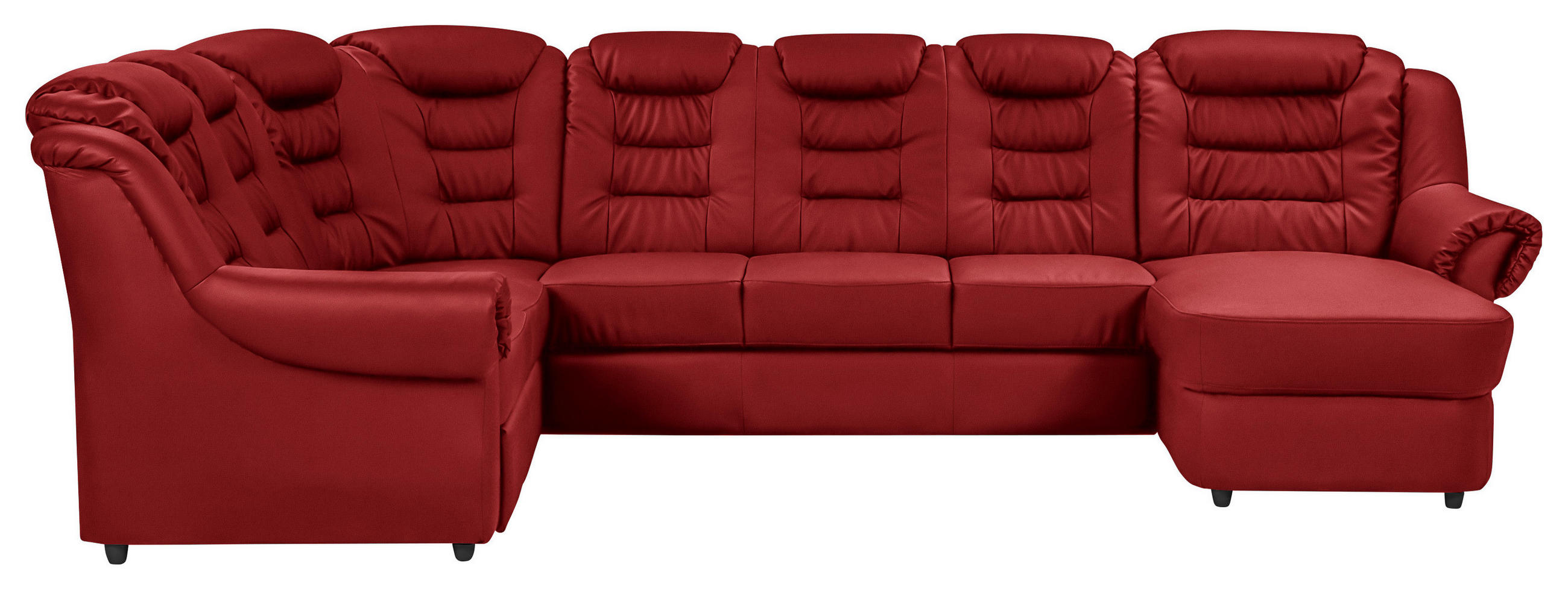 WOHNLANDSCHAFT in Lederlook Rot - Rot/Schwarz, Konventionell, Kunststoff/Textil (216/333/165cm) - Livetastic
