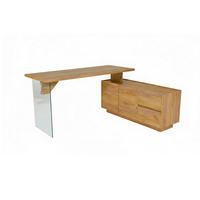 ECKSCHREIBTISCH 160/136/74 cm Eichefarben Stauraum, seitenverkehrt montierbar  - Eichefarben, Design, Glas/Holzwerkstoff (160/136/74cm) - MID.YOU