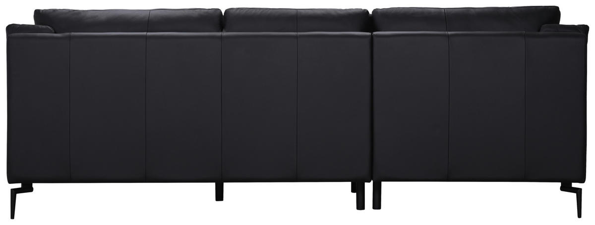 ECKSOFA Schwarz Echtleder  - Schwarz, Design, Leder (158/248cm) - MID.YOU