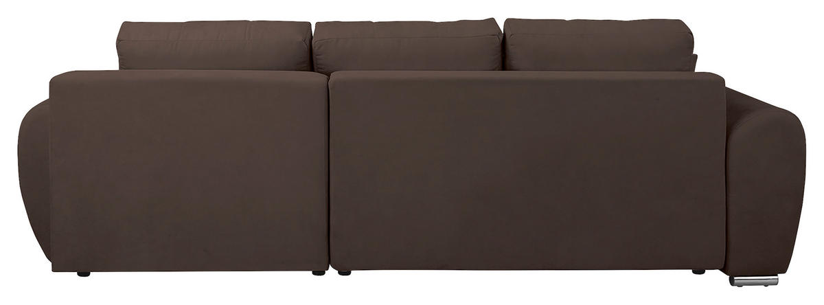 ECKSOFA in Mikrofaser Braun  - Silberfarben/Braun, Design, Textil/Metall (256/175cm) - Livetastic