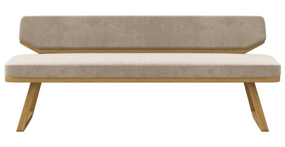 SITZBANK 190/80/52 cm Flachgewebe Eichefarben, Beige Eiche massiv  - Eichefarben/Beige, Basics, Holz/Textil (190/80/52cm) - Carryhome