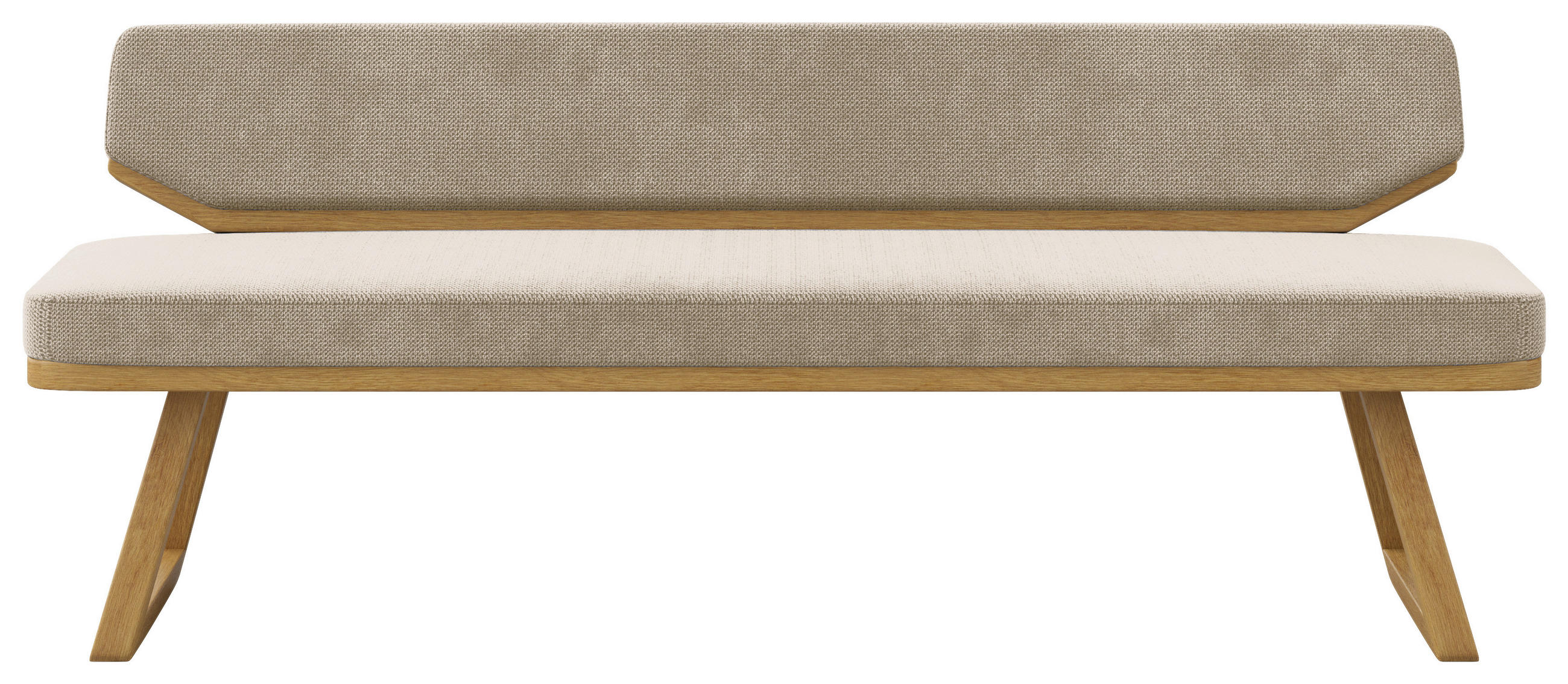 SITZBANK 190/80/52 cm Flachgewebe Eichefarben, Beige Eiche massiv  - Eichefarben/Beige, Basics, Holz/Textil (190/80/52cm) - Carryhome