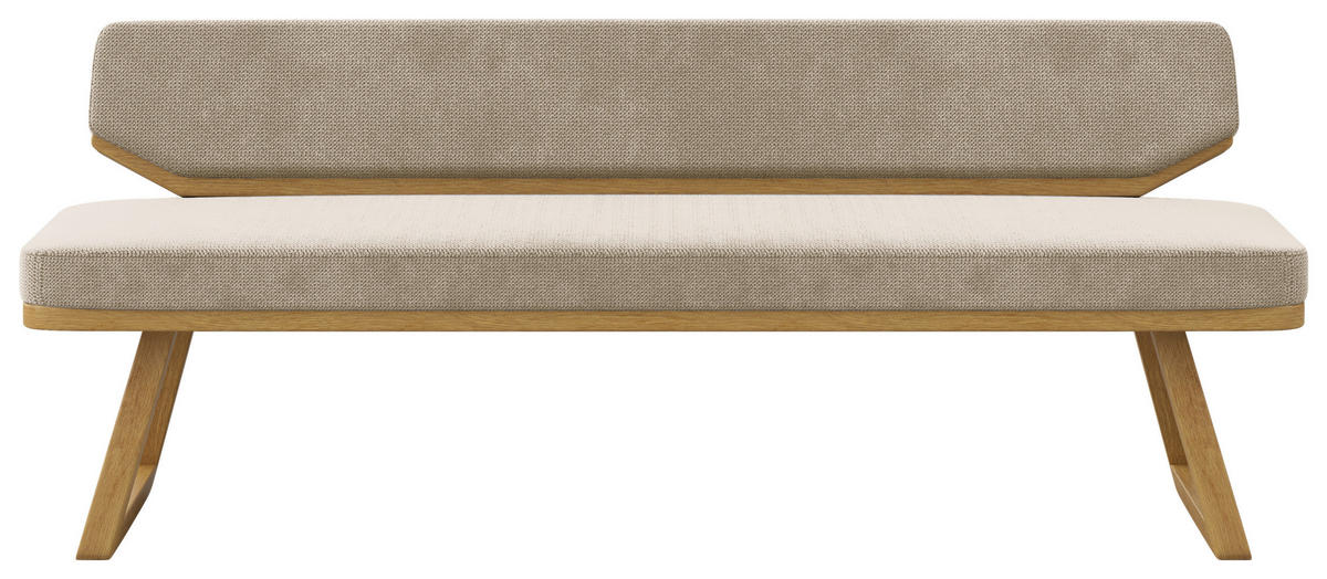 SITZBANK 190/80/52 cm Flachgewebe Eichefarben, Beige Eiche massiv  - Eichefarben/Beige, Basics, Holz/Textil (190/80/52cm) - Carryhome