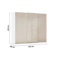 SCHWEBETÜRENSCHRANK 242/223/68 cm 3-türig Weiß, Champagner  - Champagner/Weiß, KONVENTIONELL, Glas/Holzwerkstoff (242/223/68cm) - Novel