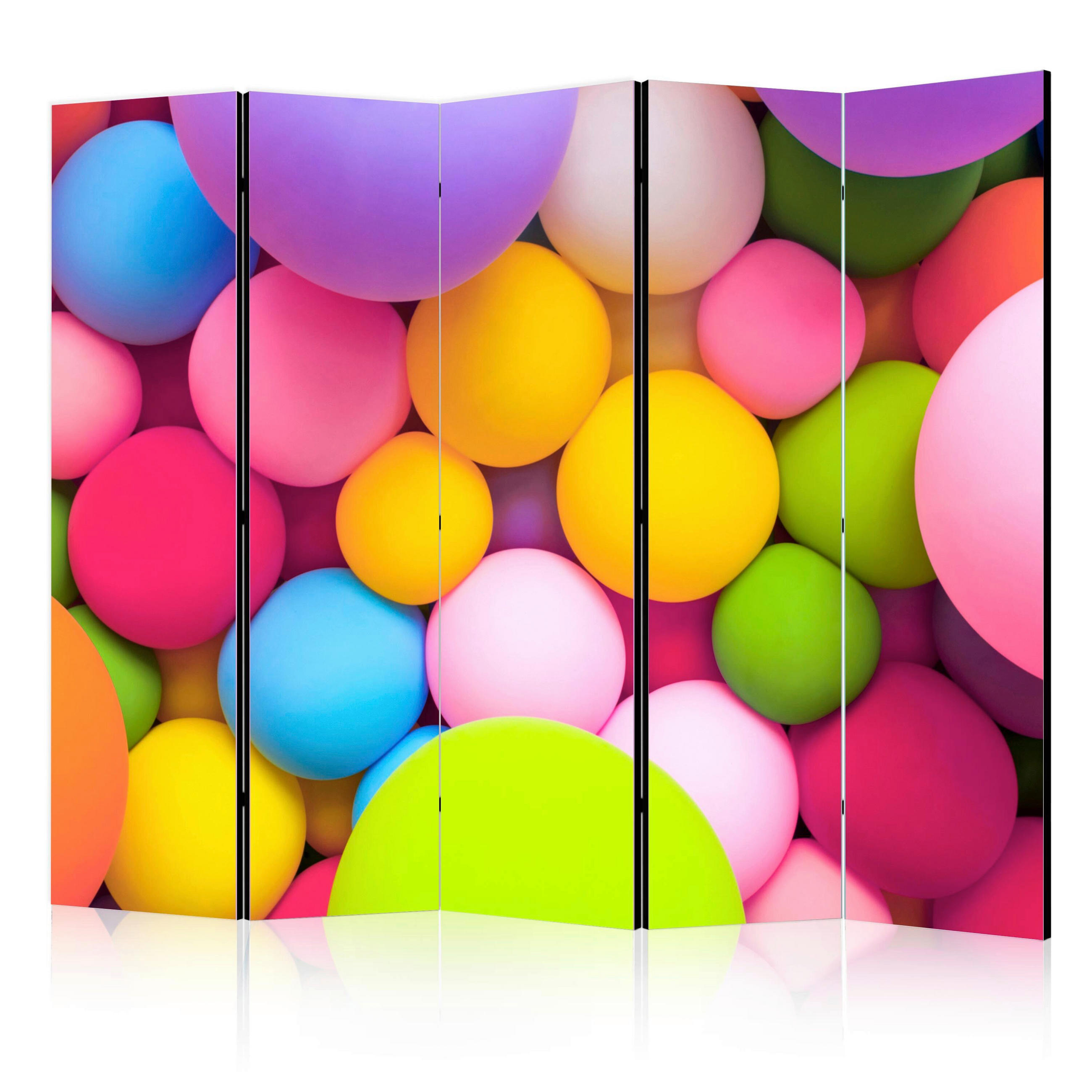 PARAVENT mit 5  Flügel - Multicolor, Basics, Holz/Textil (225/172/3cm) - artgeist