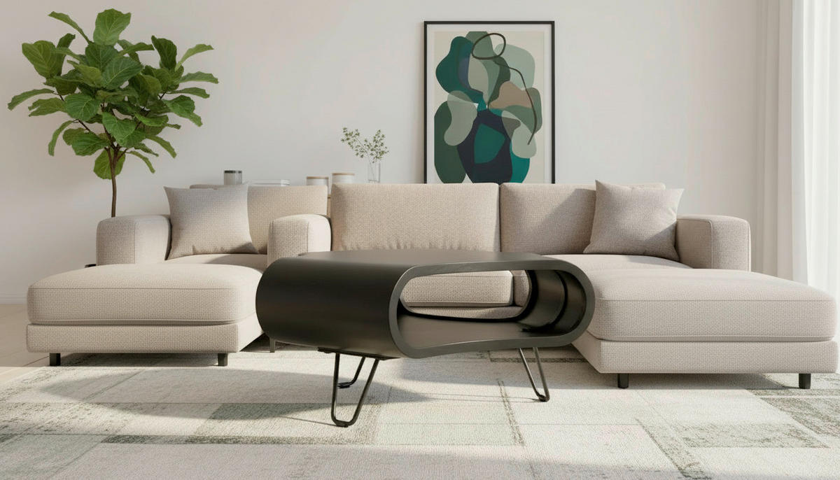 COUCHTISCH Akazie vollmassiv 95/95/39 cm dreieckig Schwarz  - Schwarz, Design, Holz/Metall (95/95/39cm) - Livetastic