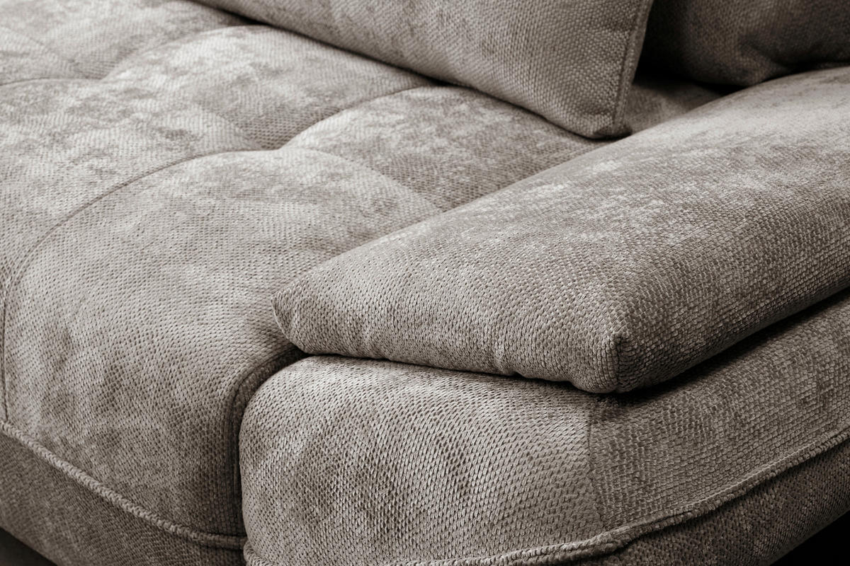 SCHLAFSOFA ELMA Struktur Taupe  inkl. Rückenkissen, Nierenkissen, Armlehnenkissen, Rücken echt  - Taupe/Schwarz, KONVENTIONELL, Holz/Kunststoff (280/73-93/107cm) - Livetastic