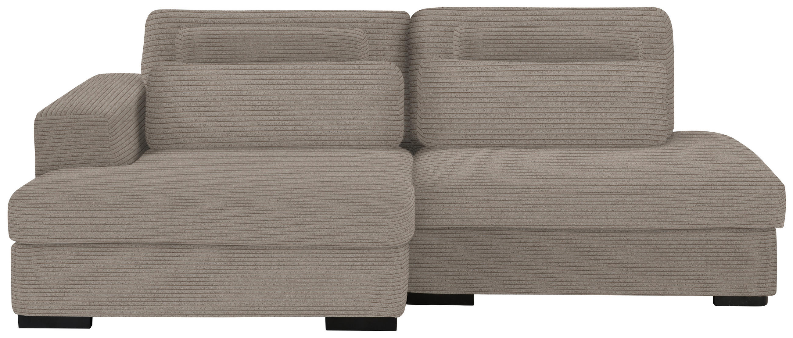 ECKSOFA in Cord, Velours Taupe  - Taupe/Schwarz, Design, Kunststoff/Textil (158/223cm) - Lomoco