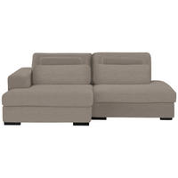 ECKSOFA in Cord, Velours Taupe  - Taupe/Schwarz, Design, Kunststoff/Textil (158/223cm) - Lomoco