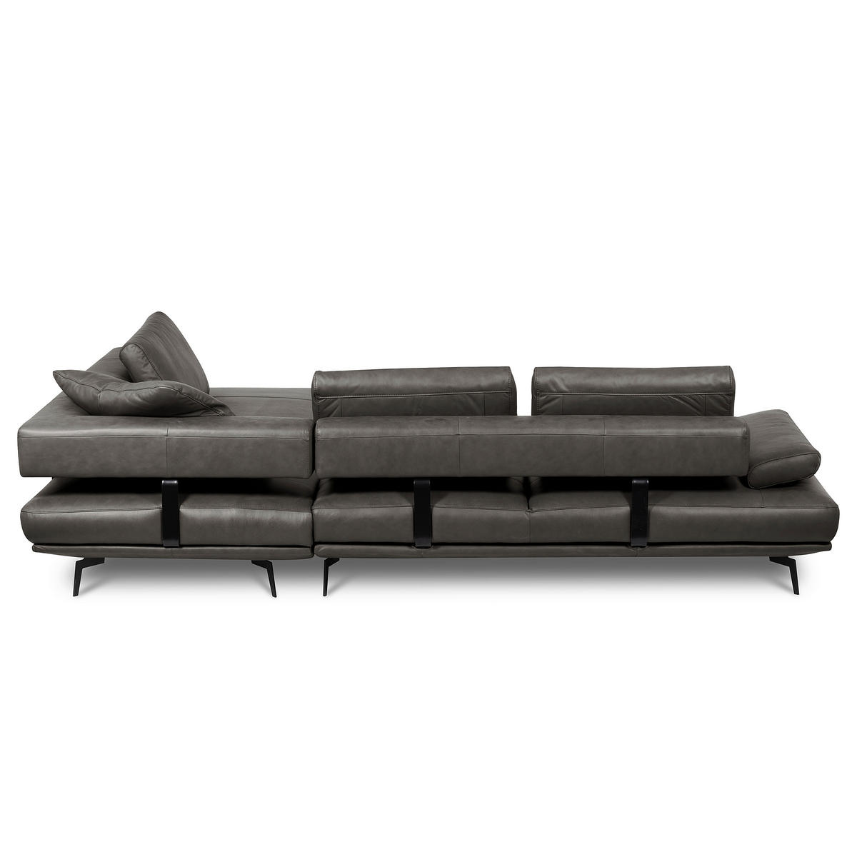 ECKSOFA  in Echtleder Anthrazit  306/237 cm  - Anthrazit/Schwarz, Design, Leder/Metall (306/237cm) - Livetastic