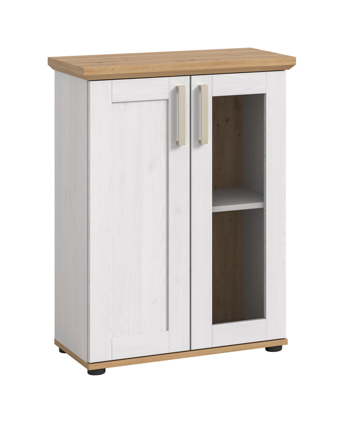 VITRINE  in Lärchefarben, Eiche Artisan  - Silberfarben/Lärchefarben, Design, Holzwerkstoff/Kunststoff (64/88/37cm) - Livetastic