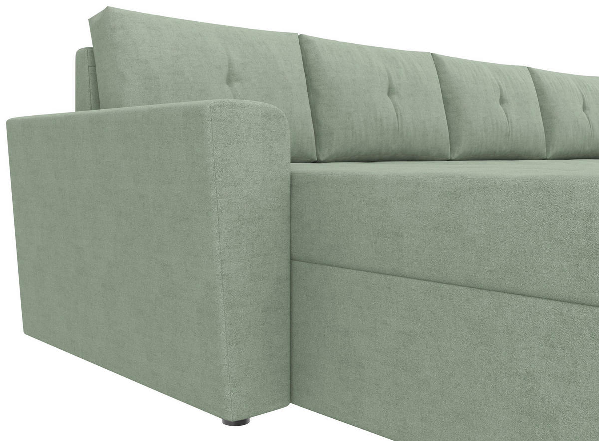 WOHNLANDSCHAFT TERMOLI Mintgrün Jacquard  - Schwarz/Mintgrün, Design, Kunststoff/Textil (155/296/155cm) - MID.YOU