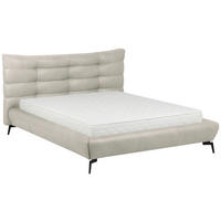 POLSTERBETT gepolstertes Kopfteil Creme 180/200 cm  - Creme/Schwarz, Design, Leder/Metall (180/200cm) - Esposa