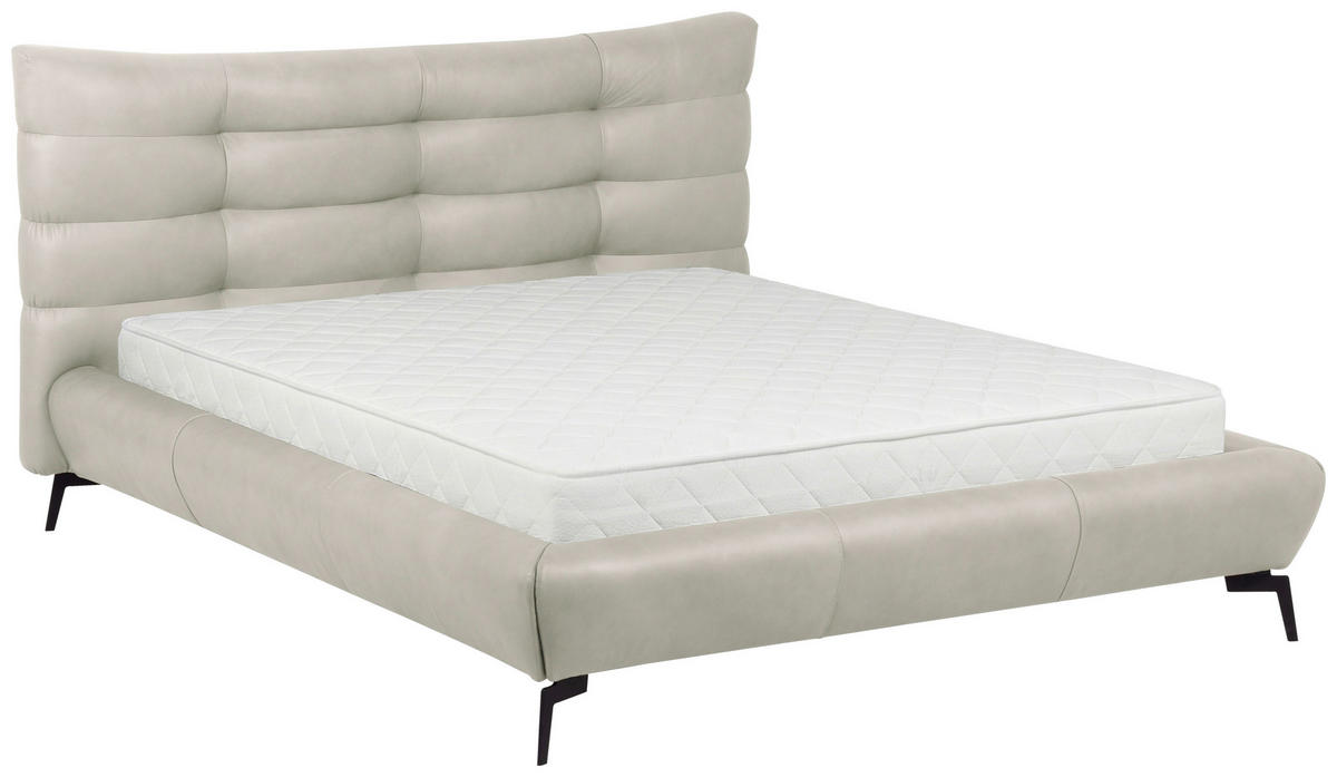 POLSTERBETT gepolstertes Kopfteil Creme 180/200 cm  - Creme/Schwarz, Design, Leder/Metall (180/200cm) - Esposa