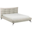 POLSTERBETT 180/200 cm,  in Creme, gepolstertes Kopfteil,  - Creme/Schwarz, Design, Leder/Metall (180/200cm) - Esposa