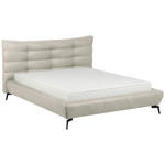 POLSTERBETT 180/200 cm,  in Creme, gepolstertes Kopfteil,  - Creme/Schwarz, Design, Leder/Metall (180/200cm) - Esposa