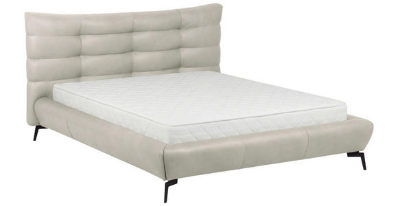 POLSTERBETT 180/200 cm,  in Creme, gepolstertes Kopfteil,  - Creme/Schwarz, Design, Leder/Metall (180/200cm) - Esposa
