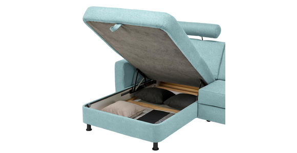ECKSOFA in Webstoff Türkis 165/257 cm - Türkis/Schwarz, Design, Kunststoff/Textil (165/257cm) - Xora