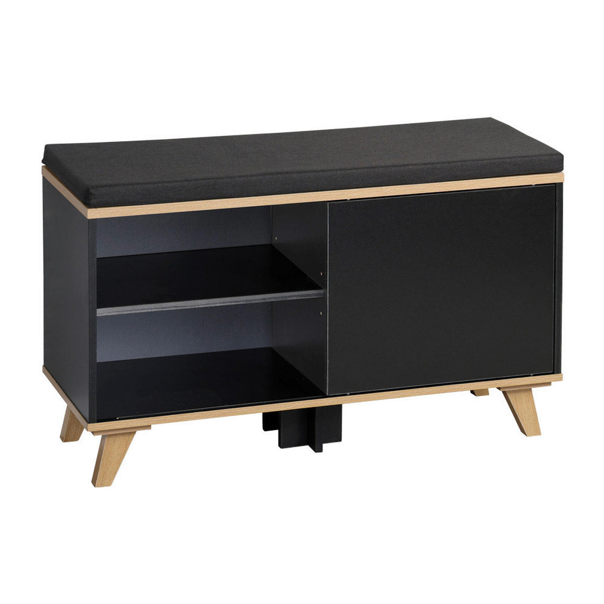 SCHUHSCHRANK  in 77/48/30 cm  - Eichefarben/Schwarz, Design, Holzwerkstoff/Textil (77/48/30cm) - Kesper