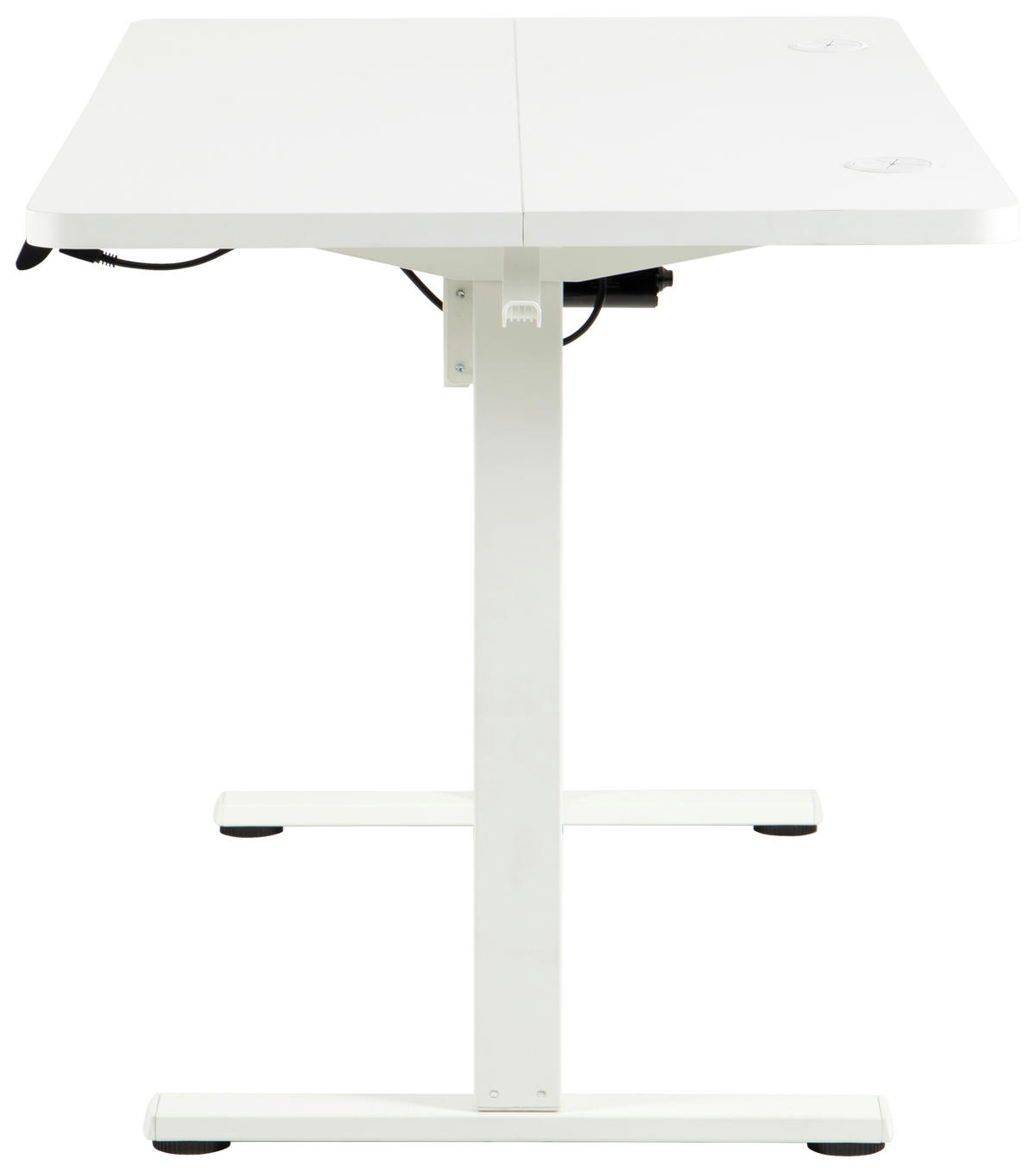 SCHREIBTISCH 140/70/72/118 cm Weiss höhenverstellbar elektrisch höhenverstellbar  - Weiss, Modern, Holzwerkstoff/Metall (140/70/72/118cm) - Livetastic