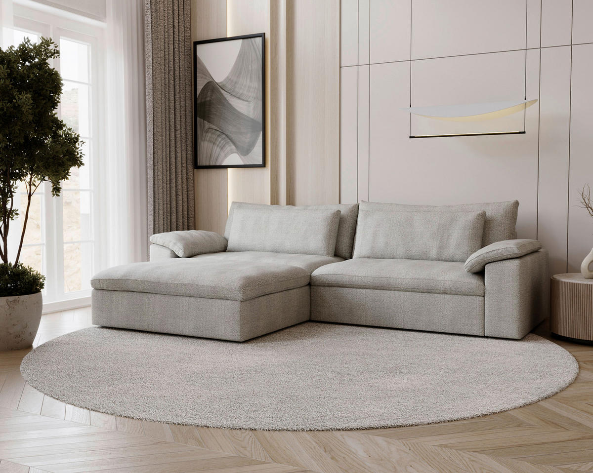 ECKSOFA  in Webstoff Greige  198/306 cm  - Greige/Schwarz, MODERN, Kunststoff/Textil (198/306cm) - Carryhome