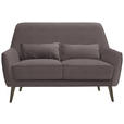 2-SITZER-SOFA  in Mikrofaser Hellgrau  - Hellgrau/Schwarz, Trend, Holz/Textil (135/86/80cm) - Carryhome