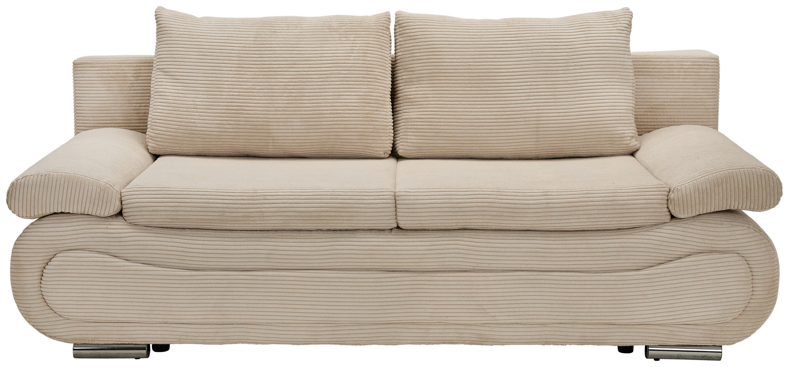 SCHLAFSOFA  mit Bettfunktion erhältlich Cord Hellgrau, Beige  - Chromfarben/Beige, Design, Textil/Metall (200/78/90cm) - Venda