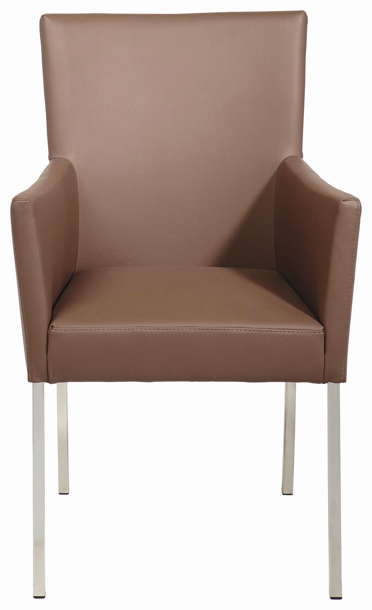 ARMLEHNSTUHL  in Edelstahl Echtleder pigmentiert  - Braun, Basics, Leder/Metall (57/91/65cm) - Bert Plantagie