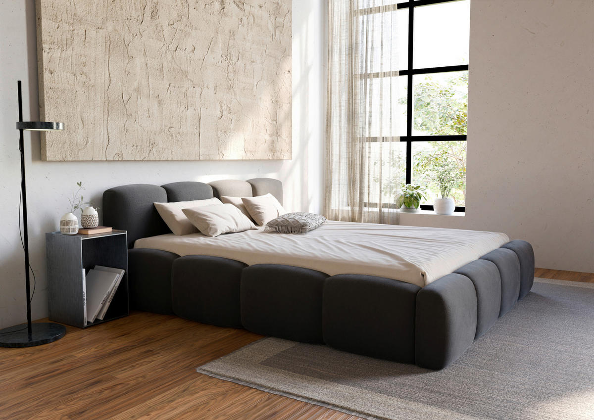 POLSTERBETT Lattenrost, Bettkasten 180/200 cm  in Schwarz  - Schwarz, Design, Holz/Textil (180/200cm) - Boxxx