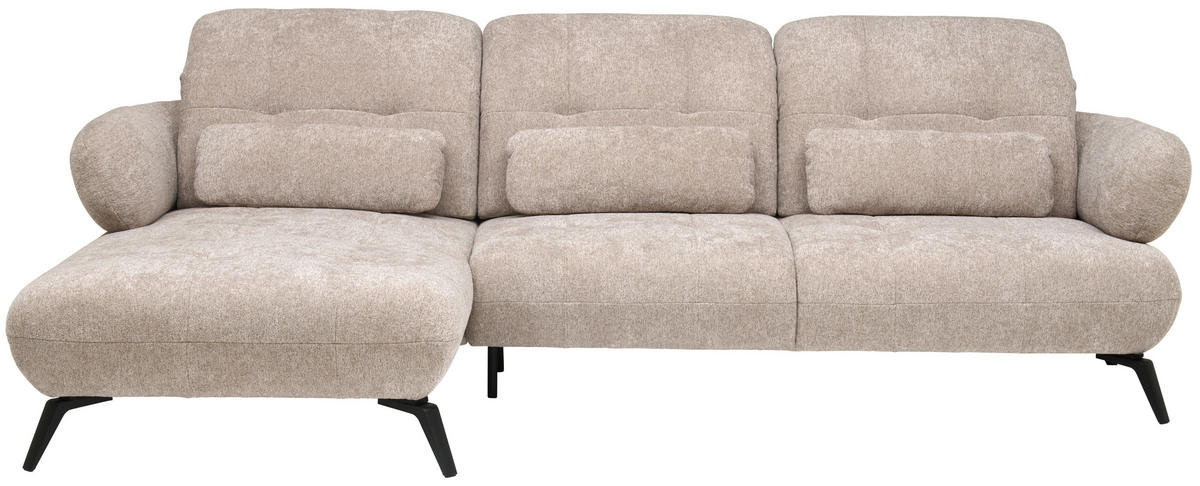 ECKSOFA in Chenille Taupe  180/282 cm  - Taupe/Schwarz, MODERN, Textil/Metall (180/282cm) - Novel