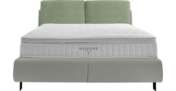 BOXSPRINGBETT 180/200 cm  in Hellgrau, Mintgrün  - Hellgrau/Schwarz, Design, Textil/Metall (180/200cm) - Johann Jakob