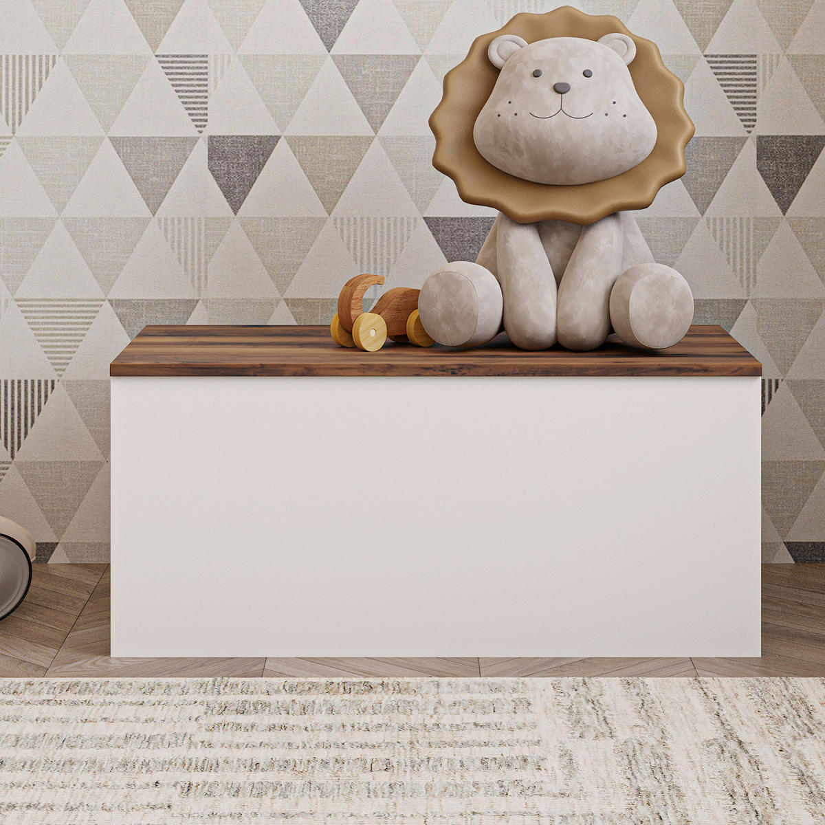 TRUHE - Weiss/Eichefarben, Design, Holz (45/45,5/90cm) - Livetastic