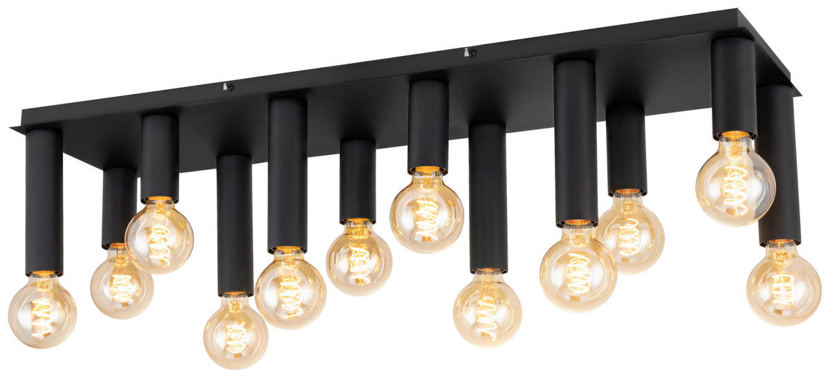 DECKENLEUCHTE 90/25/20 cm   - Schwarz, Design, Metall (90/25/20cm) - Collet's Monde