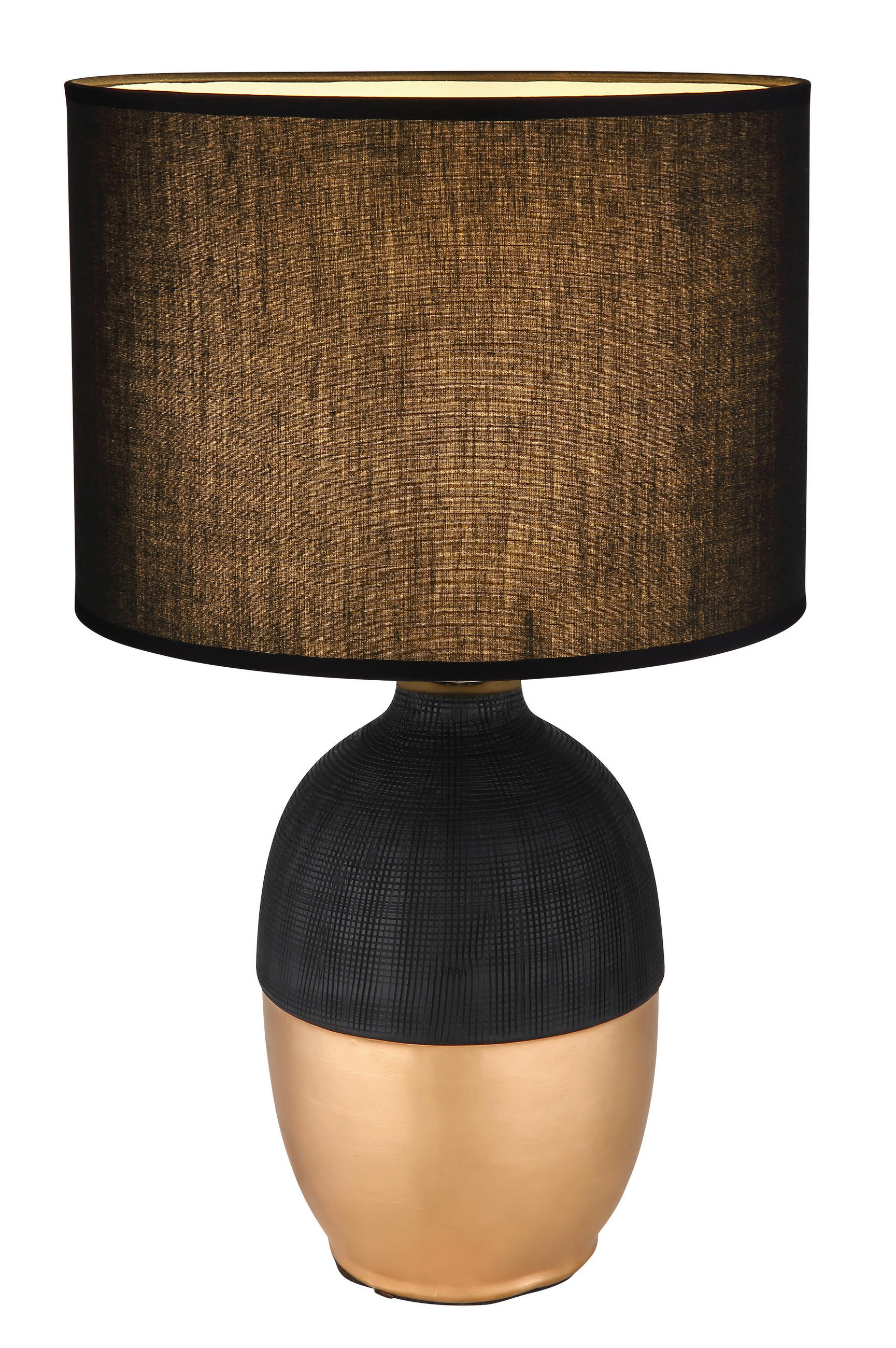 TISCHLEUCHTE 25/43 cm   - Goldfarben/Schwarz, KONVENTIONELL, Keramik/Textil (25/43cm) - Globo