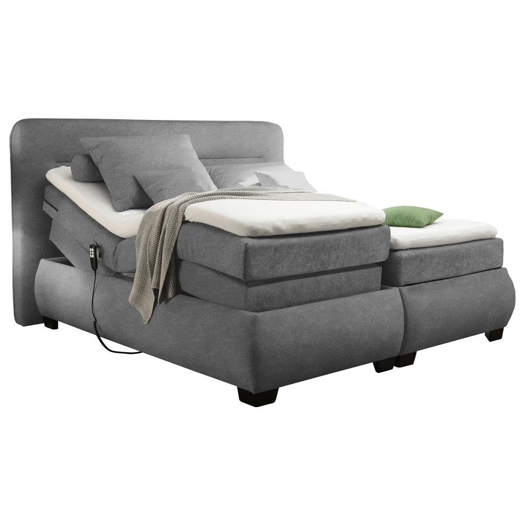 Thumbnail - Mid.you Boxspringbett, Dunkelgrau, Textil, H2, 7-Zonen, Höhe ca. 18 cm, 180x200 cm, Topper geteilt, Schlafzimmer, Betten...