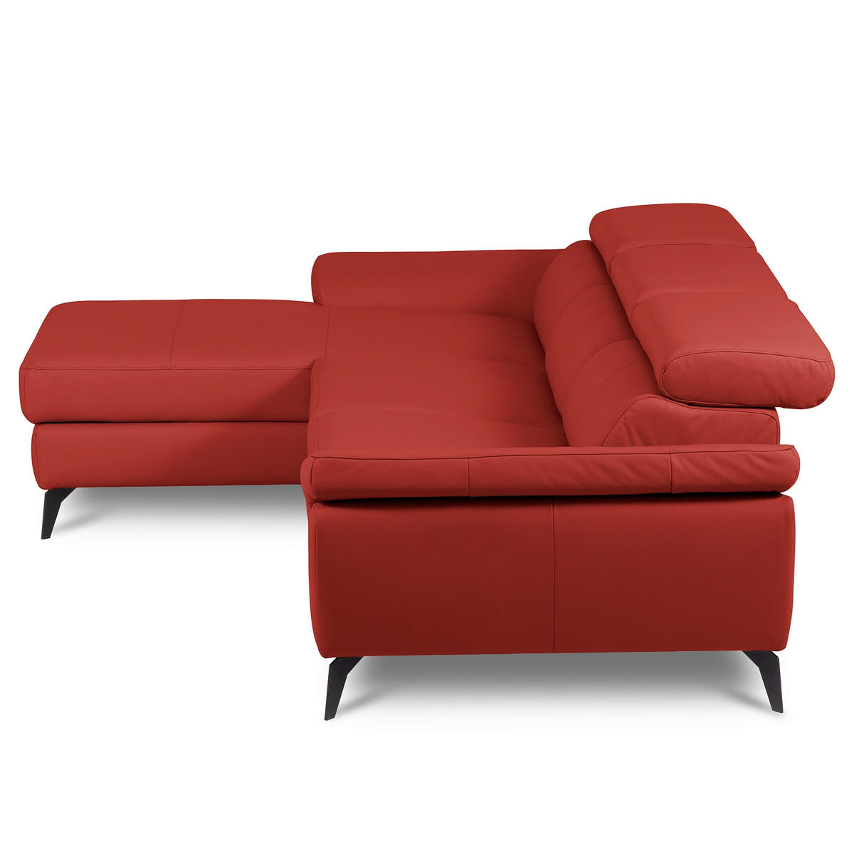 ECKSOFA Lederlook Echtleder Rot  - Rot/Schwarz, Design, Leder/Textil (179/252cm) - Livetastic