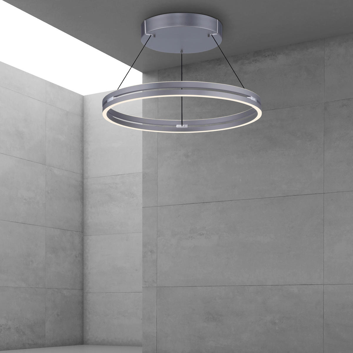 LED-HÄNGELEUCHTE Pure-Loop 70.1/70.1/40-350 cm  - Grau, Design, Kunststoff/Metall (70.1/70.1/40-350cm) - Neuhaus PURE