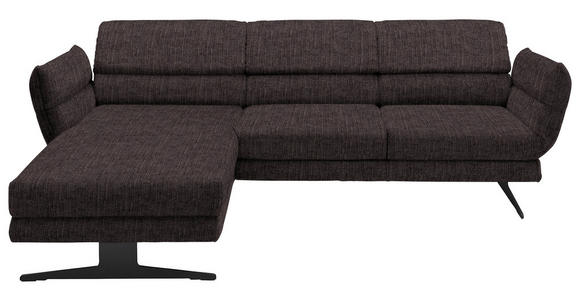ECKSOFA Mokka Flachgewebe  - Schwarz/Mokka, Design, Textil/Metall (176-217/279-327cm) - Dieter Knoll