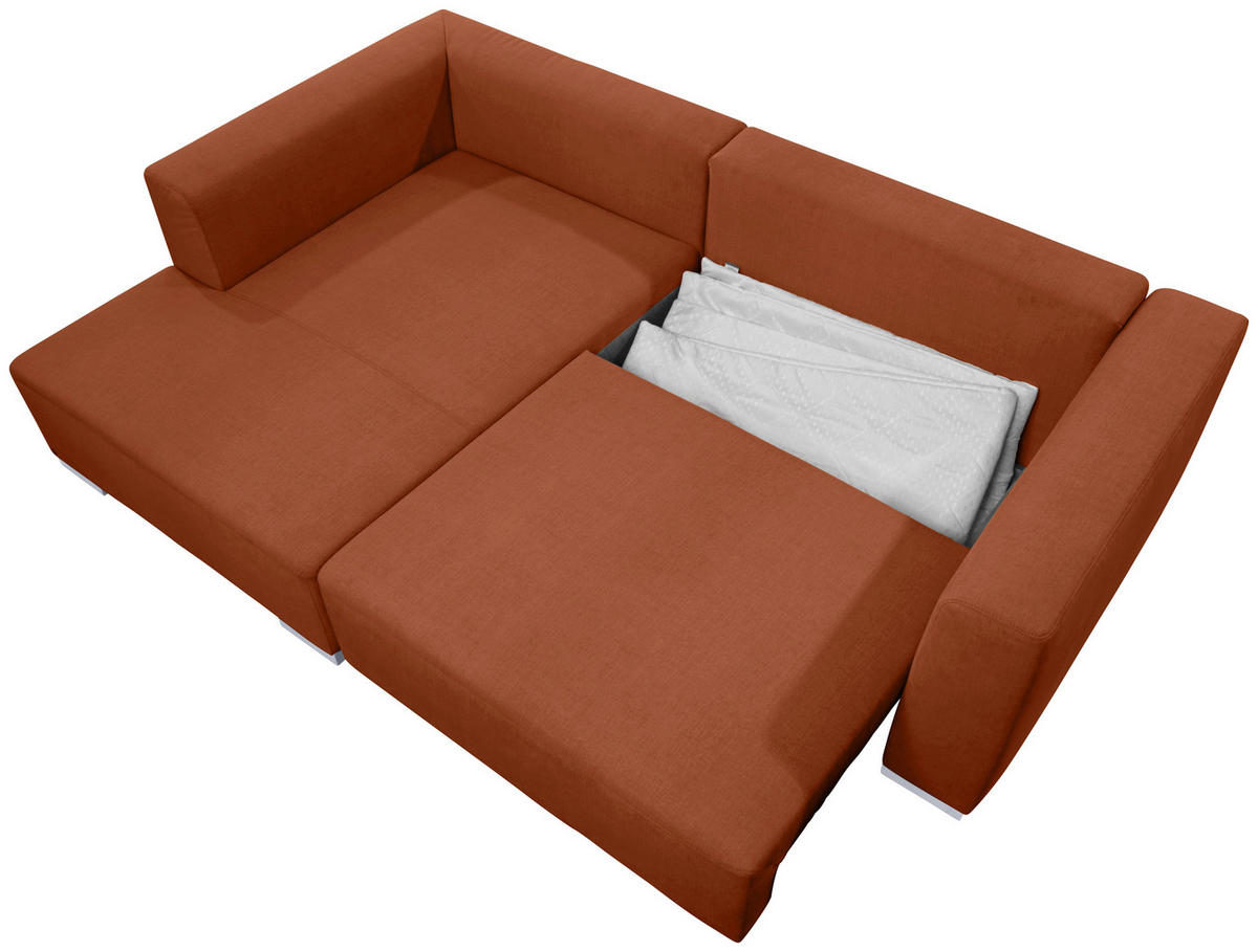 ECKSOFA inkl. Funktion Heaven Terracotta Flachgewebe  - Chromfarben/Terracotta, KONVENTIONELL, Textil/Metall (162/242cm) - Tom Tailor