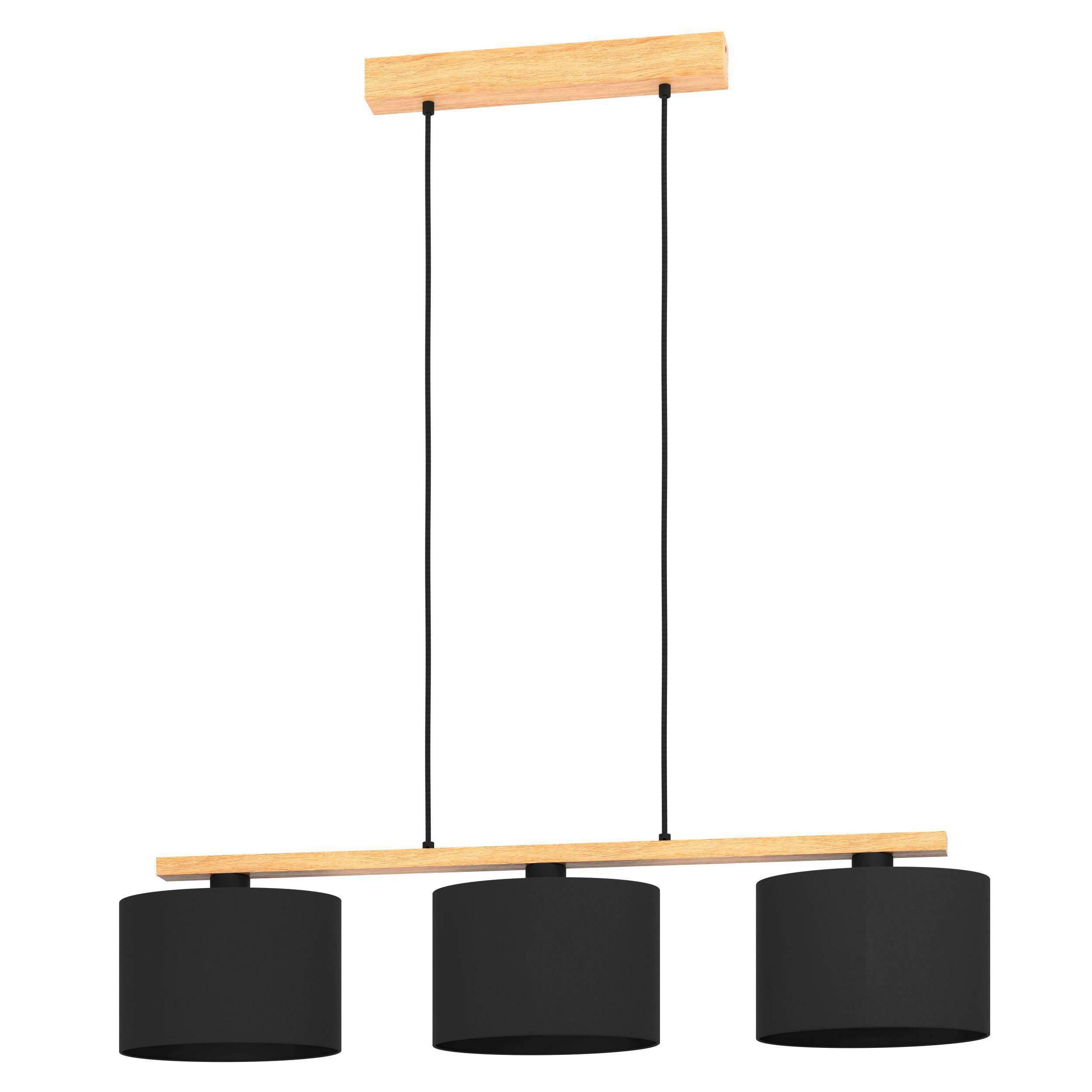 HÄNGELEUCHTE 97,5/17,5/110 cm    - Schwarz/Braun, Basics, Holz/Textil (97,5/17,5/110cm) - Eglo
