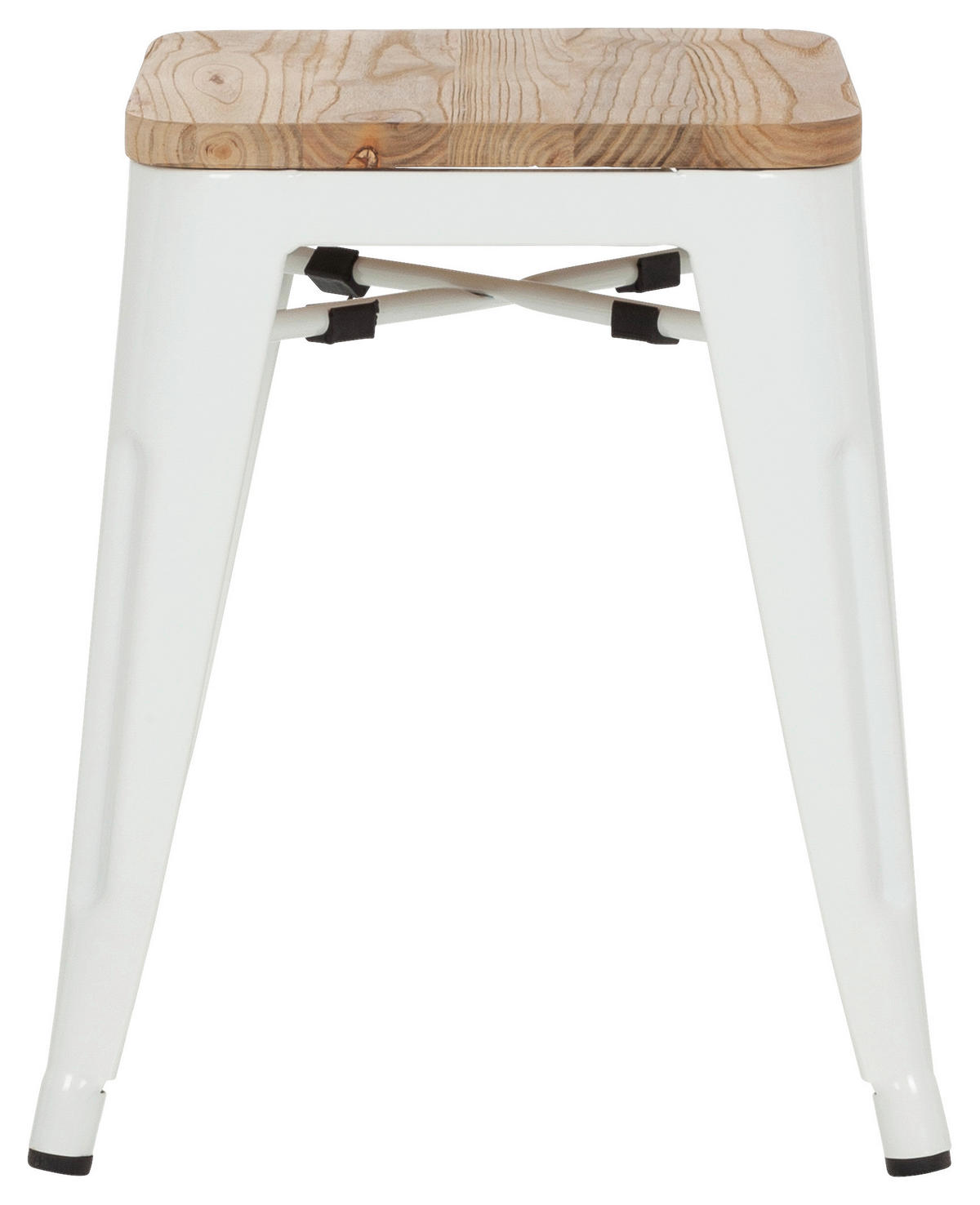 HOCKER Ulme Braun, Weiß  - Braun/Weiß, Basics, Holz/Metall (39/46/39cm) - MID.YOU