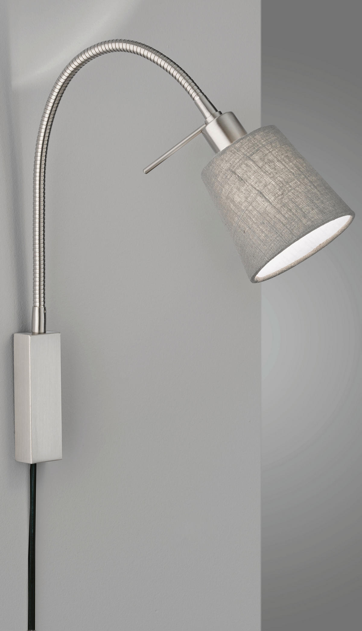 LÄSLAMPA 11/40 cm   - nickelfärgad/grå, Basics, metall/textil (11/40cm) - Fischer & Honsel