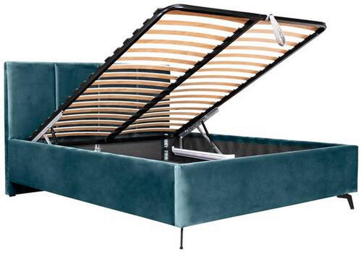 Pat Tapițat 160x200 Cm, verde - verde/negru, Modern, metal/lemn (160/200cm) - Hom`in