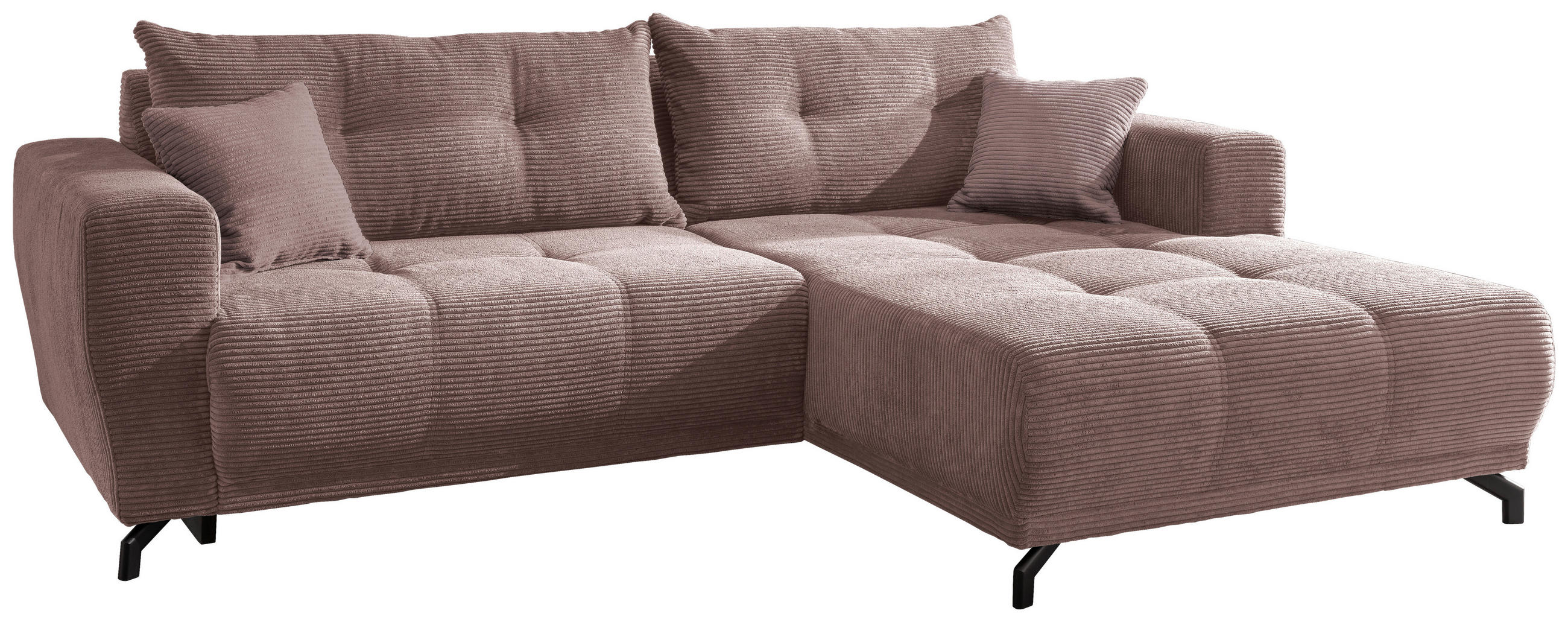 ECKSOFA Rosa Cord  - Schwarz/Rosa, MODERN, Holz/Textil (246/177cm) - MID.YOU