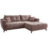 ECKSOFA in Cord Rosa  - Schwarz/Rosa, Modern, Holz/Textil (246/177cm) - MID.YOU