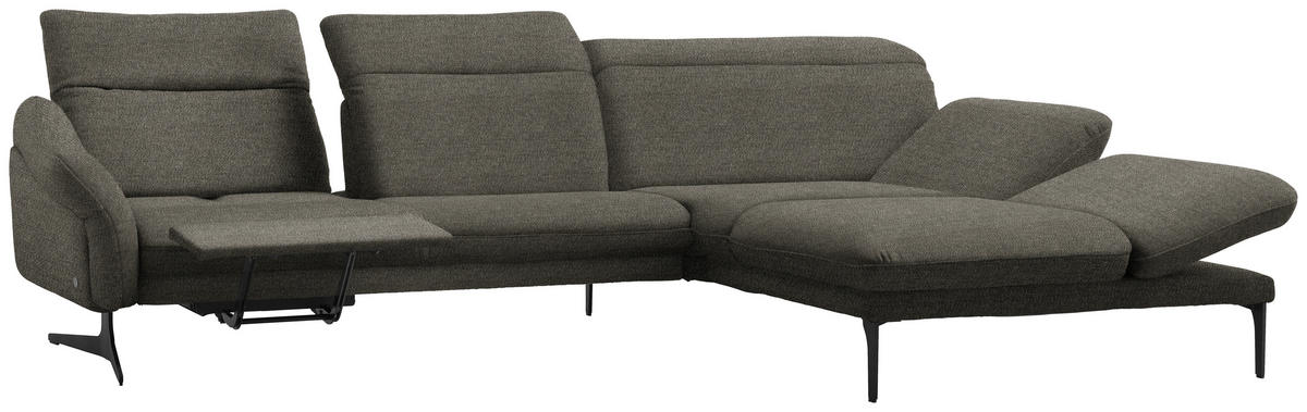 ECKSOFA in Webstoff Graubraun  - Anthrazit/Graubraun, Design, Textil/Metall (299/203cm) - Himolla
