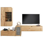 WOHNWAND 4-teilig  in Schieferfarben, Wildeiche  298,2/206,6/37,1 cm  - Wildeiche/Schieferfarben, Natur, Glas/Holz (298,2/206,6/37,1cm) - Valnatura