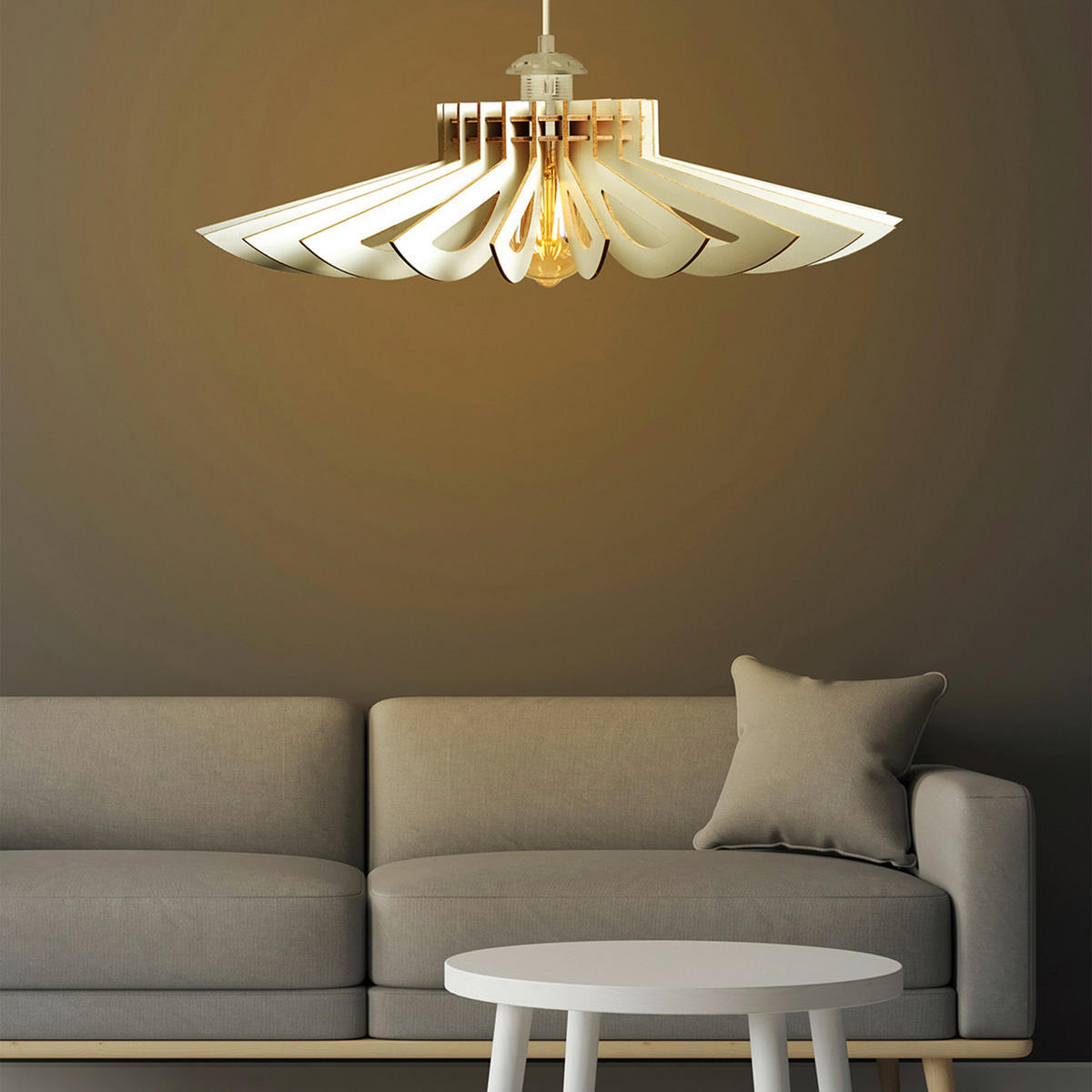 DECKENLEUCHTE 68/68/50 cm   - Weiß, Trend, Holz (68/68/50cm) - P & B