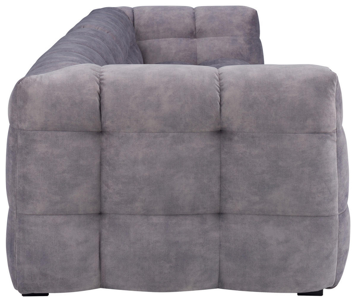 VIERSITZER-SOFA Samt Hellgrau  - Hellgrau/Schwarz, Design, Holz/Textil (282/68/105cm)