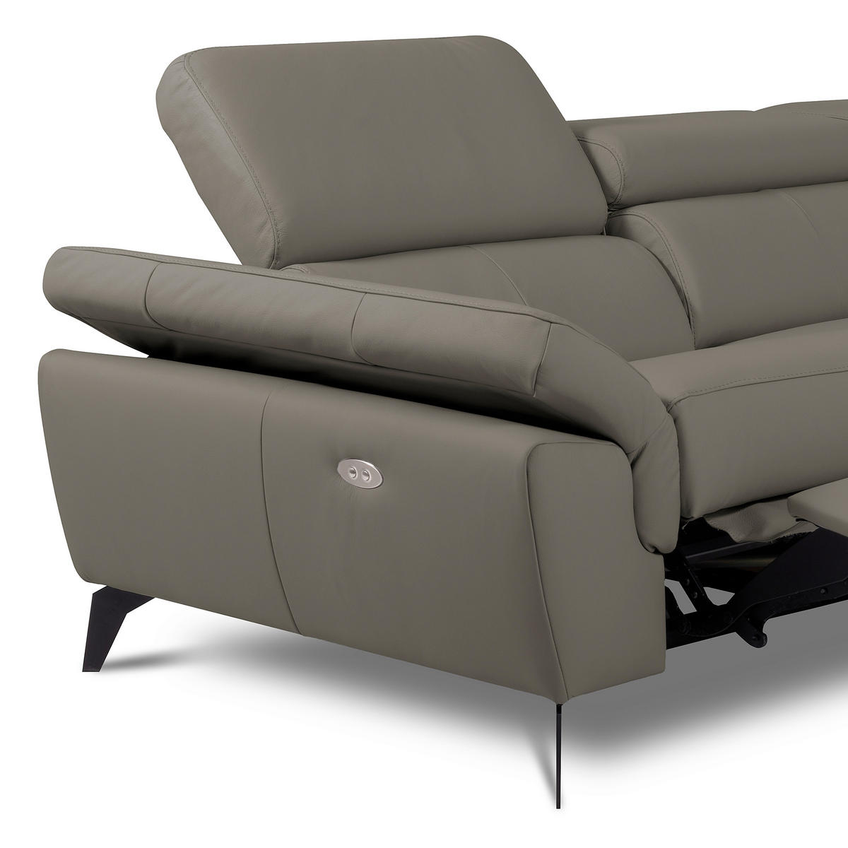 ECKSOFA SONO in Lederlook Echtleder Schlammfarben Armteilverstellung, Kopfteilverstellung  252/179 cm  - Schlammfarben/Schwarz, Design, Leder/Textil (252/179cm) - Livetastic
